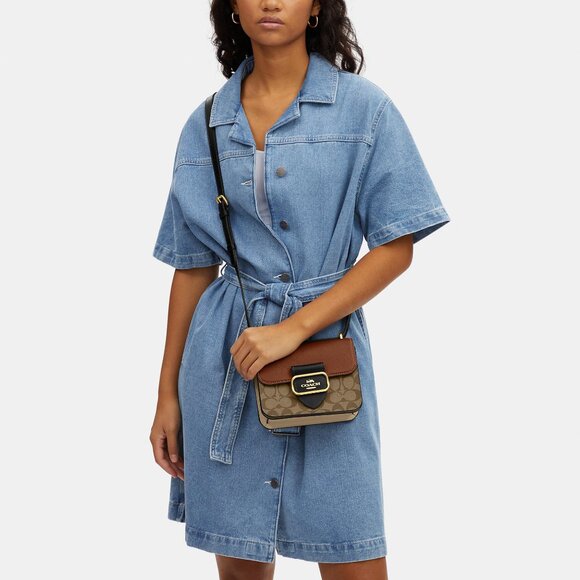 Morgan Square Crossbody Bag In Colorblock Signature Canvas - Picture 4 of 4